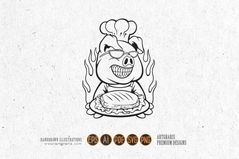 bbq-pig-chef-logo-outline