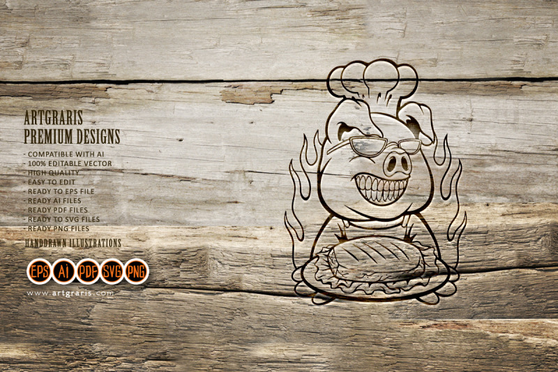 bbq-pig-chef-logo-outline