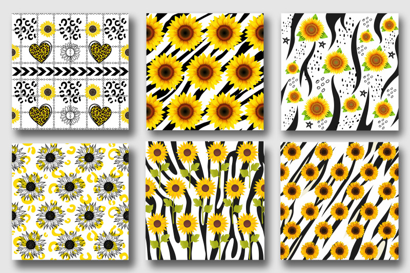 animal-print-sunflowers-digital-papers