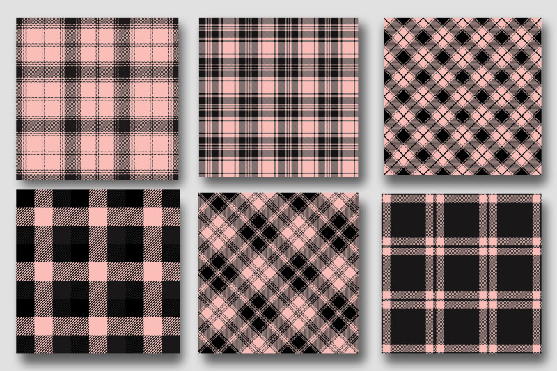 black-and-pink-plaid-digital-papers