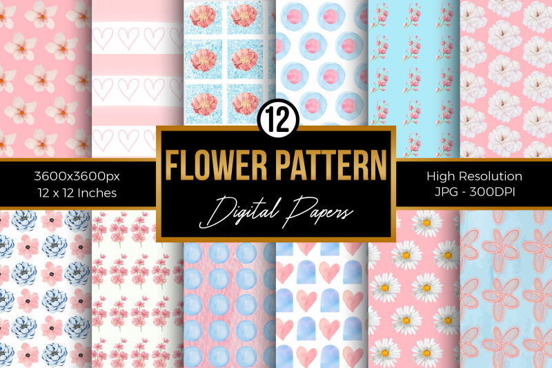 watercolor-floral-pattern-digital-papers