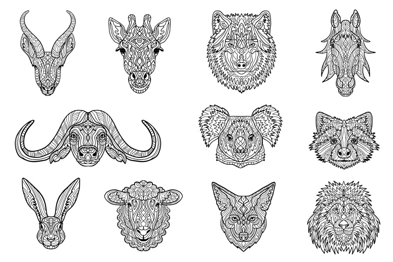 set-of-animals-coloring-page-for-adults