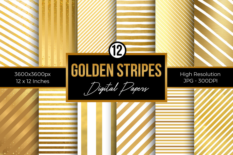 golden-stripes-digital-papers