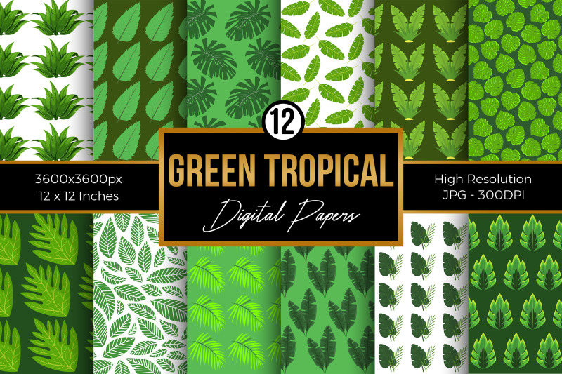 green-tropical-digital-papers