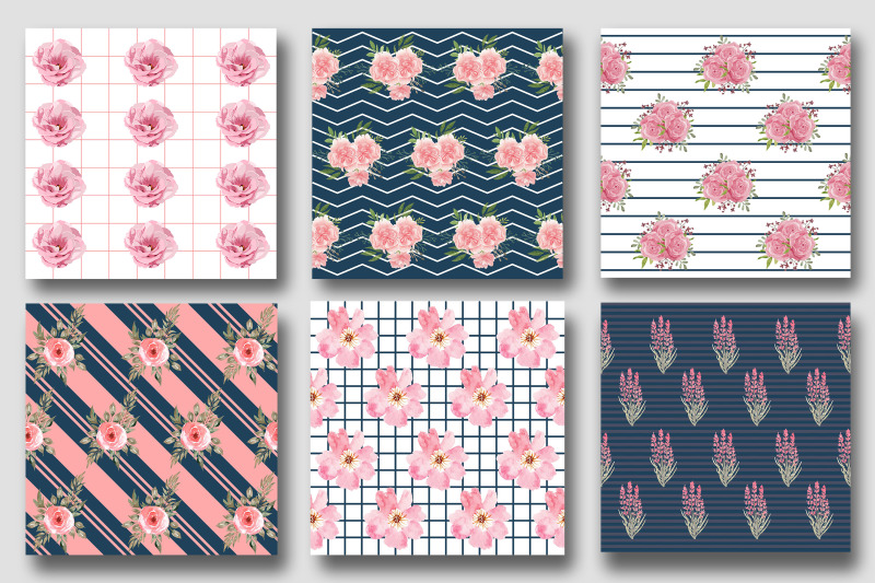 pink-blue-floral-digital-papers