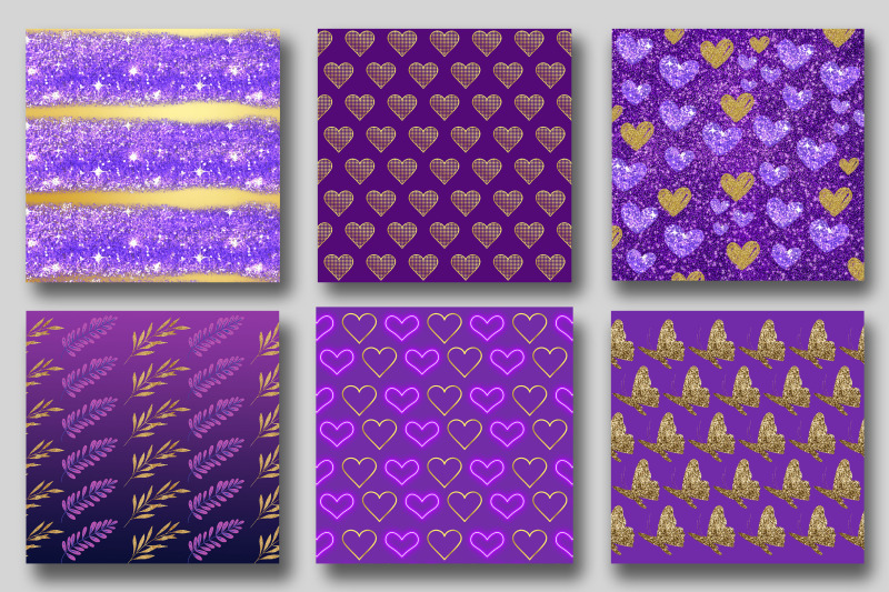 purple-gold-glitter-digital-papers