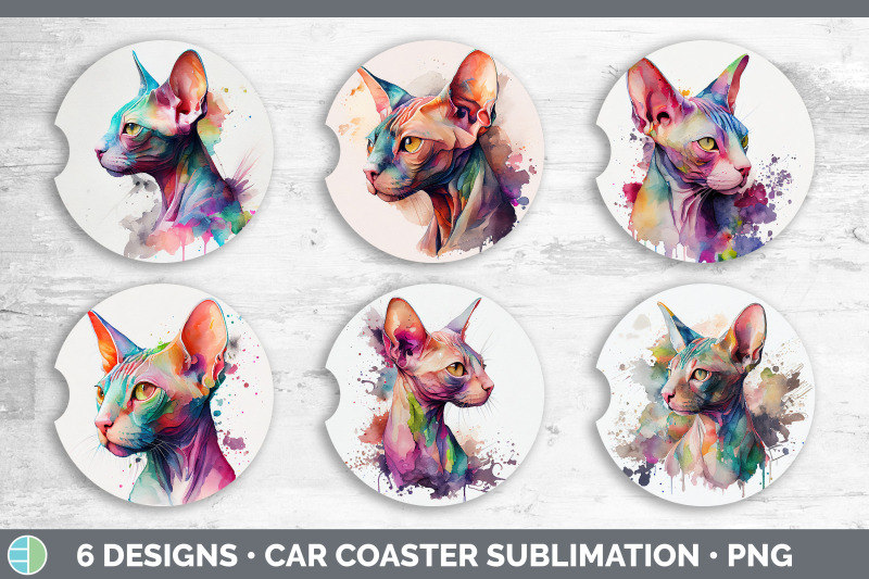 rainbow-sphynx-cat-car-coaster-sublimation-designs-bundle