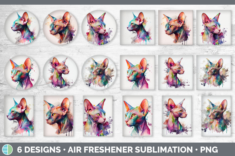 rainbow-sphynx-cat-air-freshener-sublimation-designs-bundle