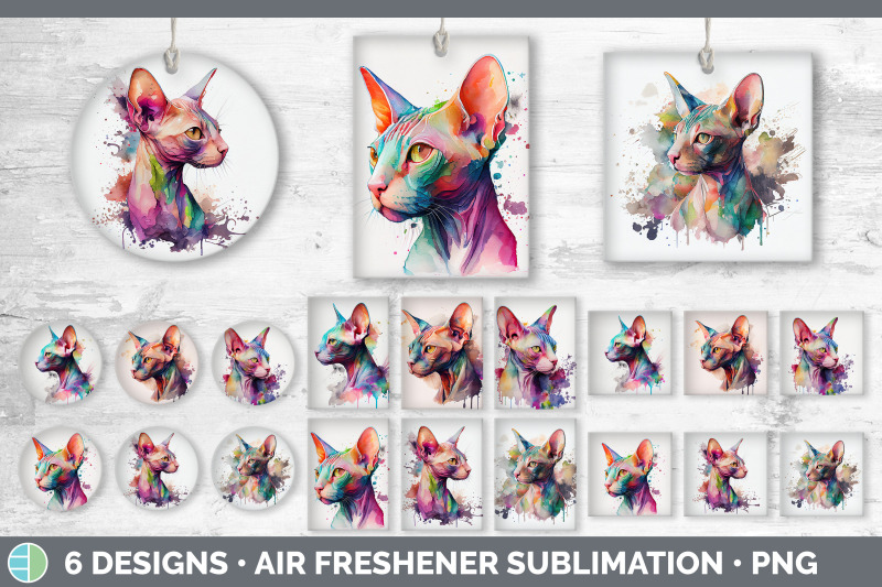 rainbow-sphynx-cat-air-freshener-sublimation-designs-bundle