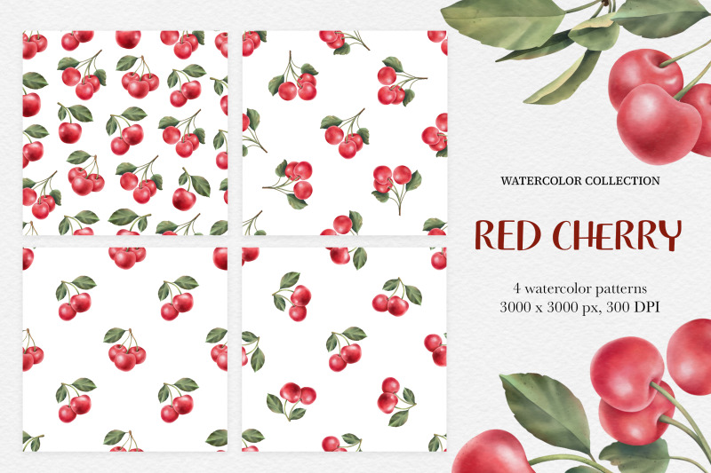 red-cherry-branch-watercolor-collection