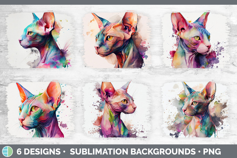 rainbow-sphynx-cat-distressed-sublimation-background-panel