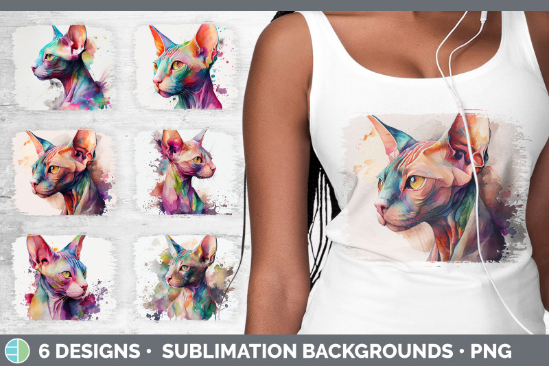 rainbow-sphynx-cat-distressed-sublimation-background-panel