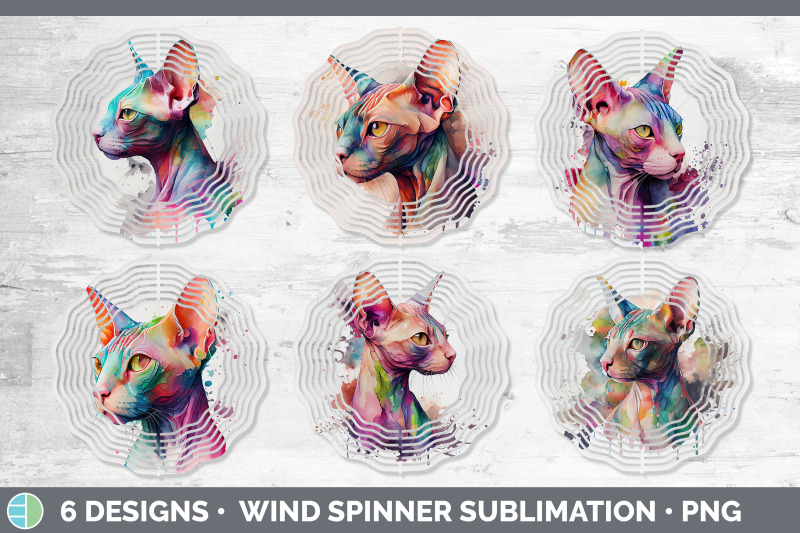 rainbow-sphynx-cat-wind-spinner-sublimation-designs-bundle