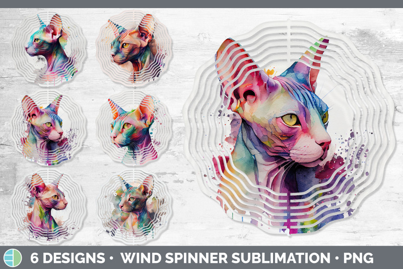 rainbow-sphynx-cat-wind-spinner-sublimation-designs-bundle