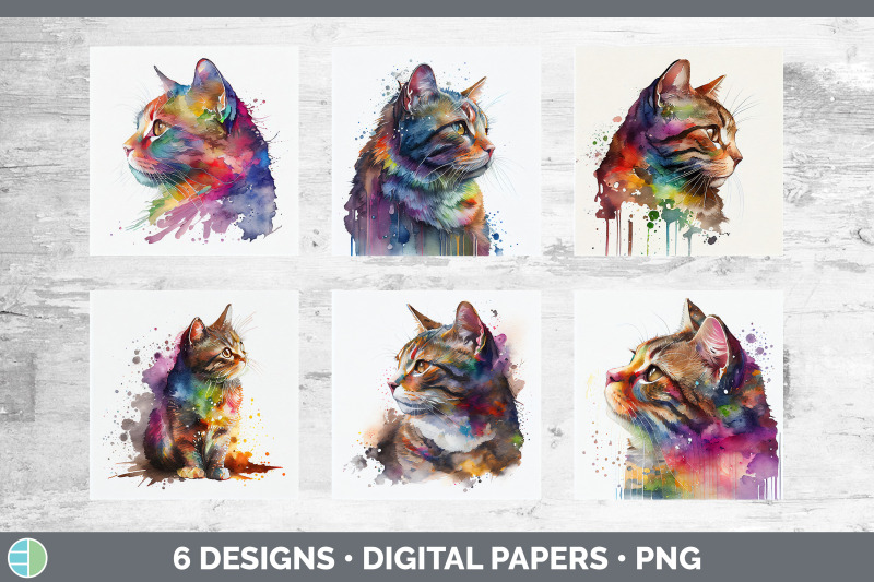 rainbow-tabby-cat-backgrounds-digital-scrapbook-papers