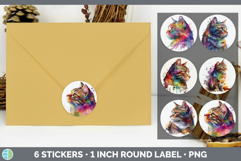 rainbow-tabby-cat-stickers-sticker-1in-round-labels-png-designs