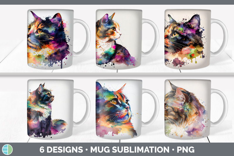 rainbow-tortoiseshell-cat-mug-sublimation-coffee-cup-background-png