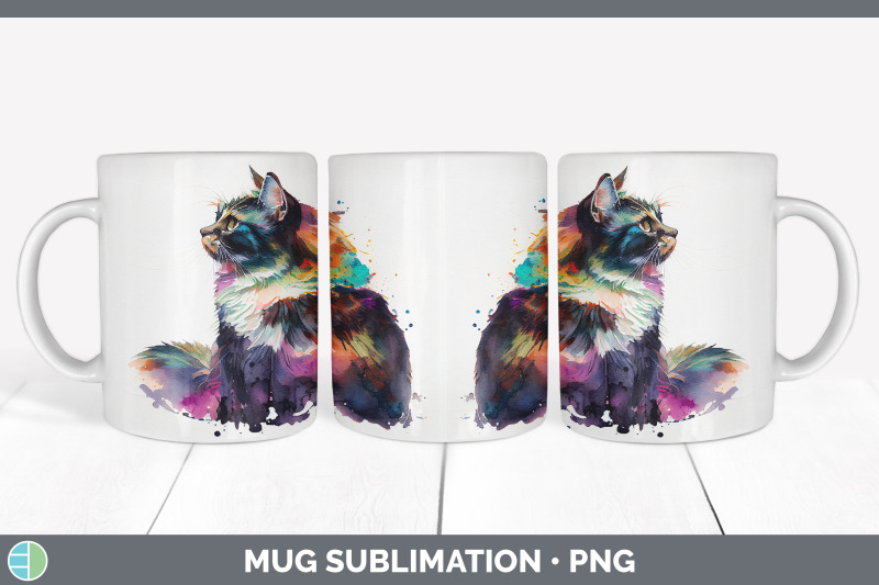 rainbow-tortoiseshell-cat-mug-sublimation-coffee-cup-background-png