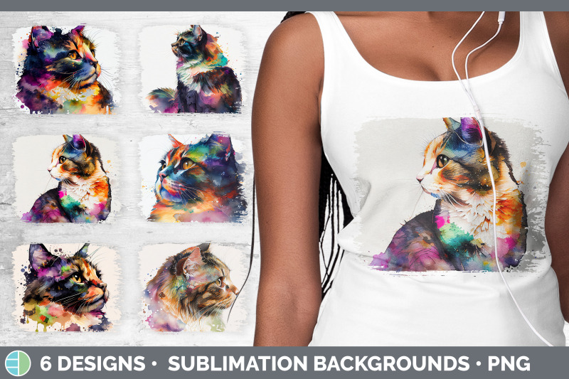 rainbow-tortoiseshell-cat-distressed-sublimation-background-panel