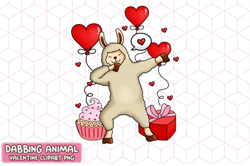 cute-llama-dabbing-valentine-heart