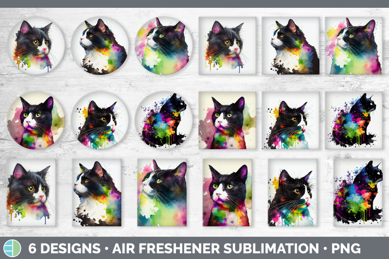 rainbow-tuxedo-cat-air-freshener-sublimation-designs-bundle