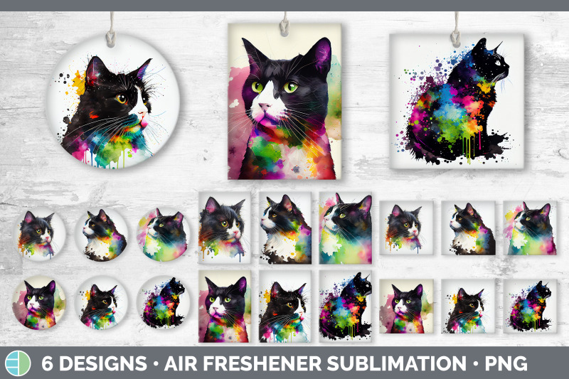 rainbow-tuxedo-cat-air-freshener-sublimation-designs-bundle