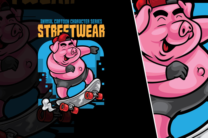 skater-pig-vector-illustration