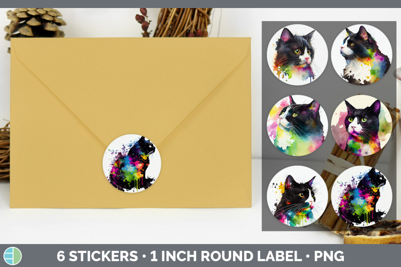 rainbow-tuxedo-cat-stickers-sticker-1in-round-labels-png-designs