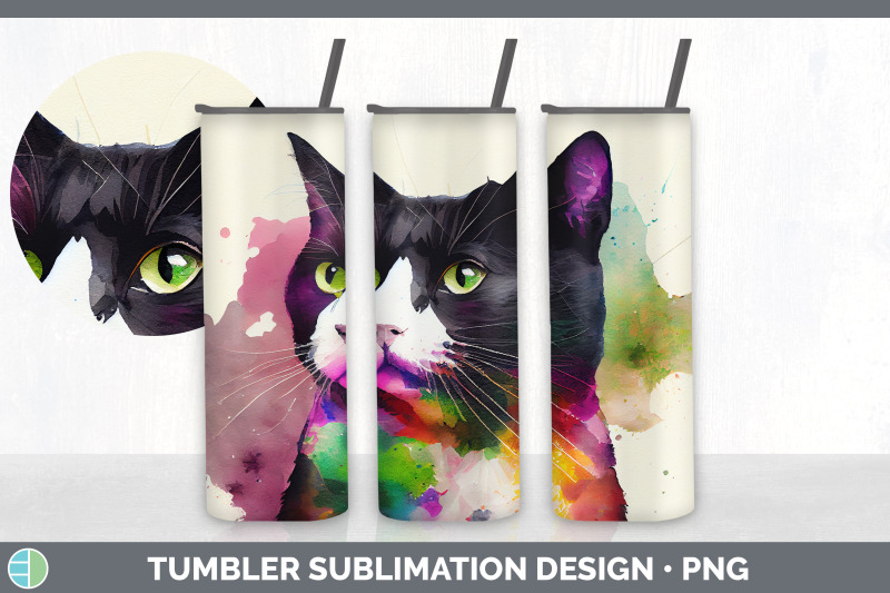 rainbow-tuxedo-cat-tumbler-sublimation-bundle