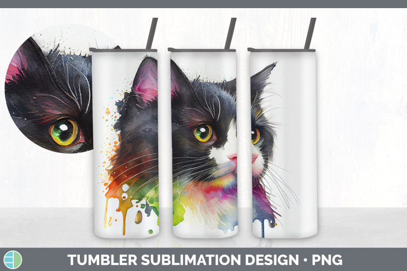 rainbow-tuxedo-cat-tumbler-sublimation-bundle