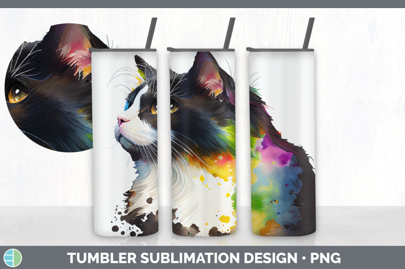 rainbow-tuxedo-cat-tumbler-sublimation-bundle