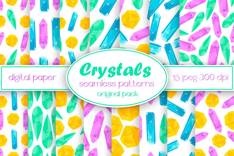 digital-paper-magic-crystals-gems-seamless-pattern