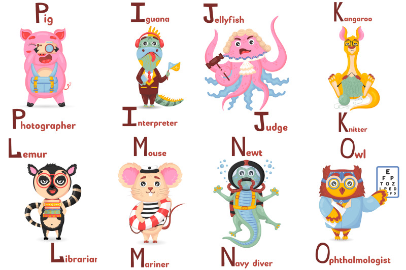 alphabet-flashcards-bundle-for-kids-cute-animal-profession