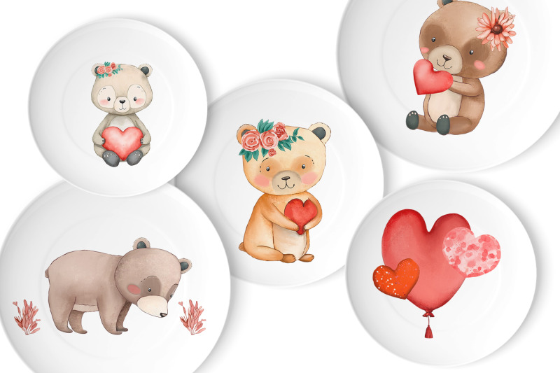 cute-bear-teddy-watercolor-clipart-mom-and-baby-bear-heart-cubs