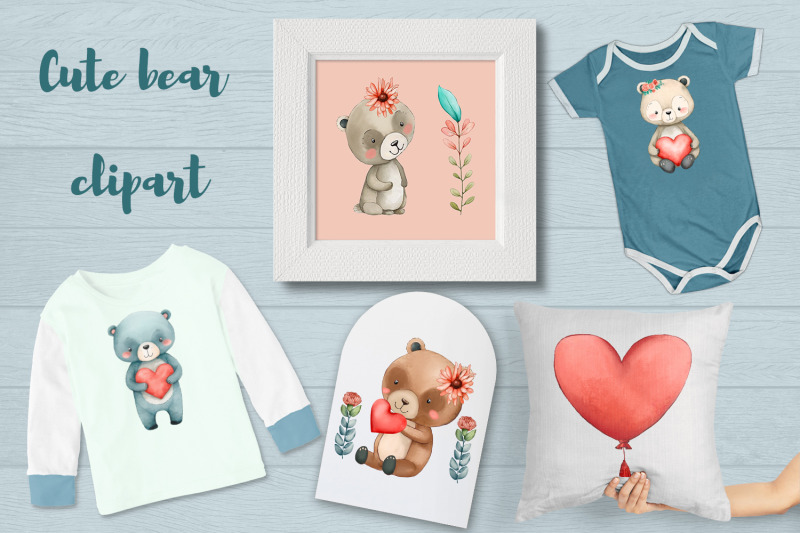 cute-bear-teddy-watercolor-clipart-mom-and-baby-bear-heart-cubs