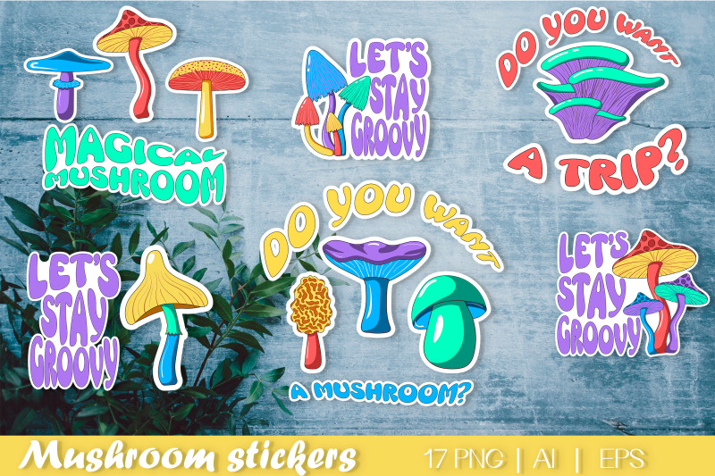 stickers-of-psychedelic-bright-hippie-mushrooms