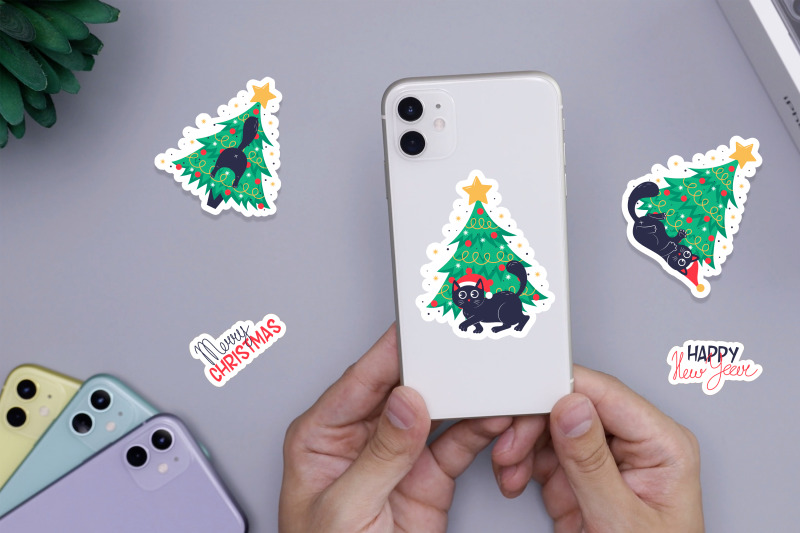 cats-amp-christmas-tree-sticker-bundle-16-png-stickers-design