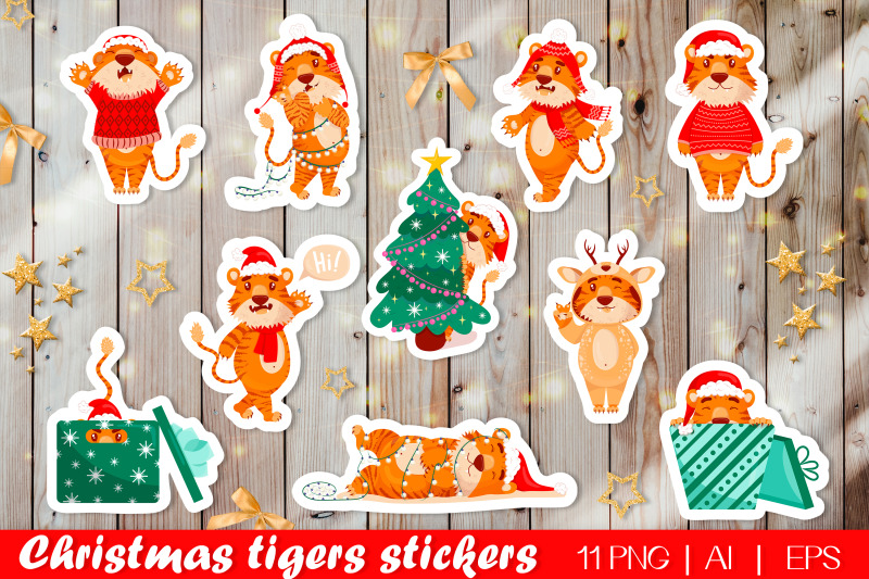christmas-cute-tiger-stickers-funny-chinese-tigers-png