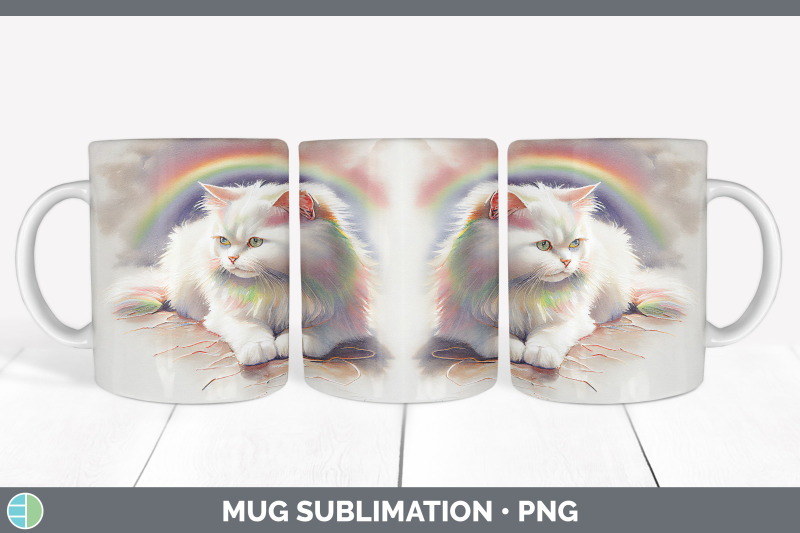 rainbow-white-cat-mug-sublimation-coffee-cup-background-png