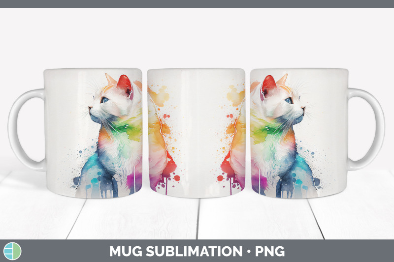 rainbow-white-cat-mug-sublimation-coffee-cup-background-png