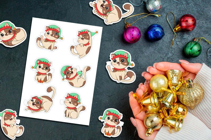 christmas-cat-elf-sticker-bundle-8-png-stickers-design
