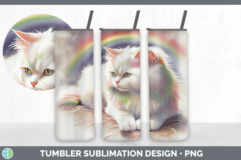 rainbow-white-cat-tumbler-sublimation-bundle