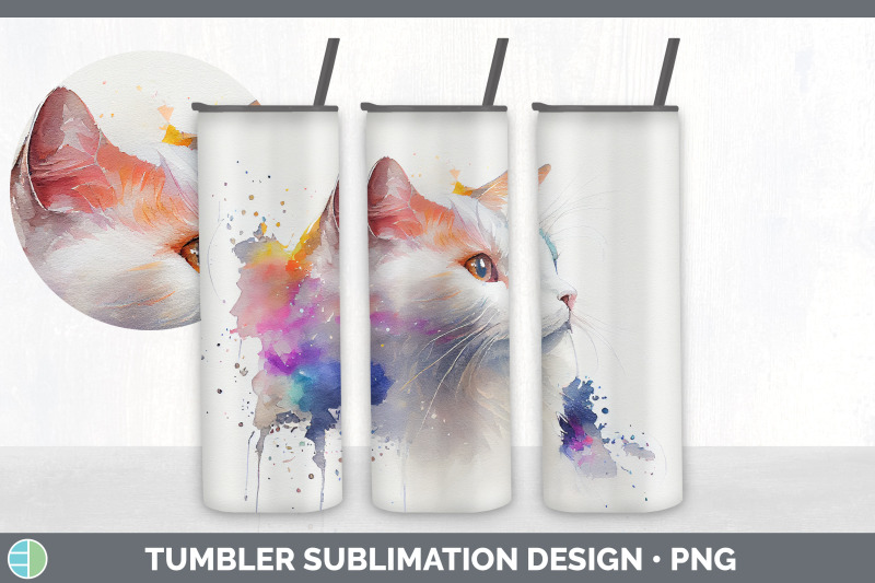 rainbow-white-cat-tumbler-sublimation-bundle