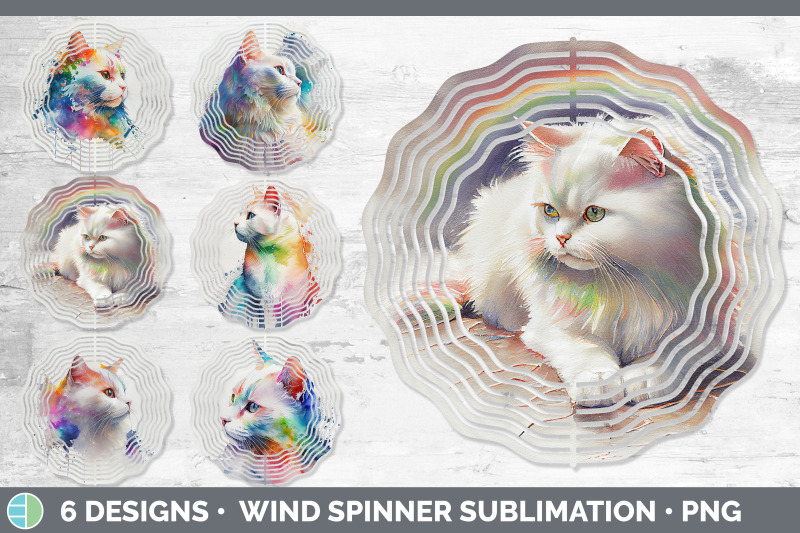 rainbow-white-cat-wind-spinner-sublimation-designs-bundle