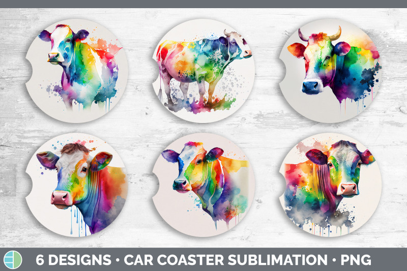 rainbow-cow-car-coaster-sublimation-designs-bundle