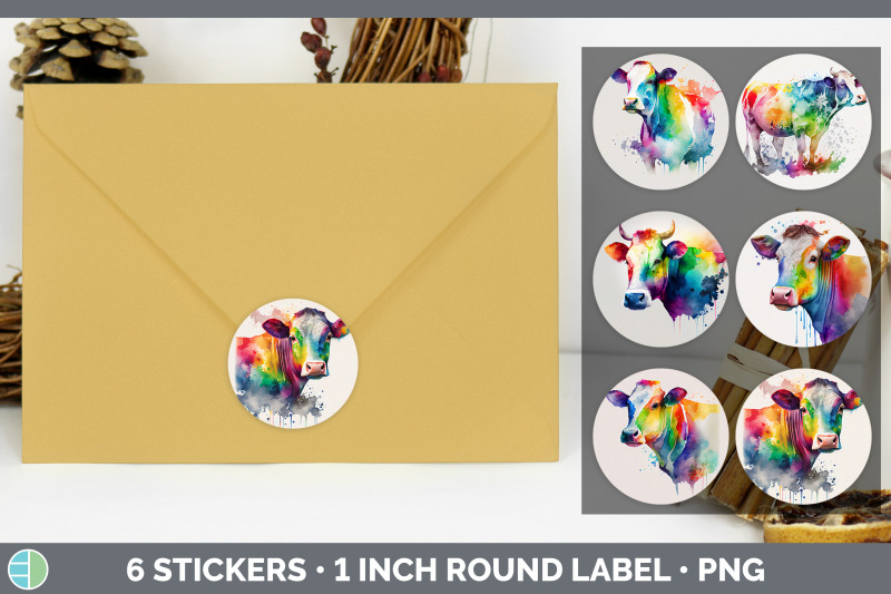 rainbow-cattle-stickers-sticker-1in-round-labels-png-designs