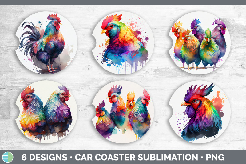 rainbow-chicken-car-coaster-sublimation-designs-bundle