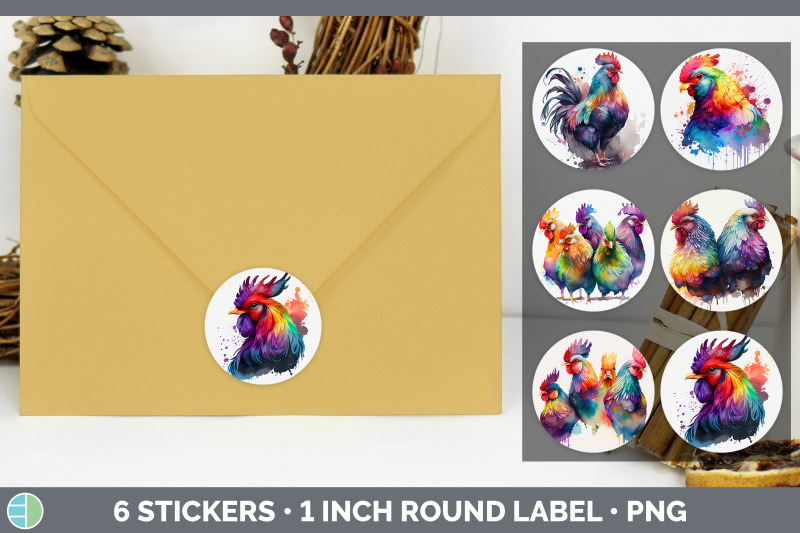 rainbow-chicken-stickers-sticker-1in-round-labels-png-designs