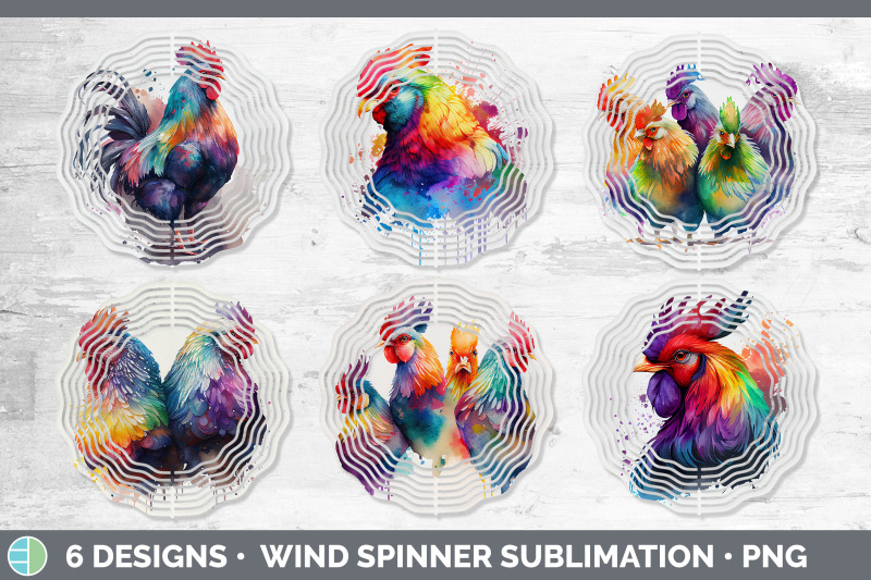 rainbow-chicken-wind-spinner-sublimation-designs-bundle