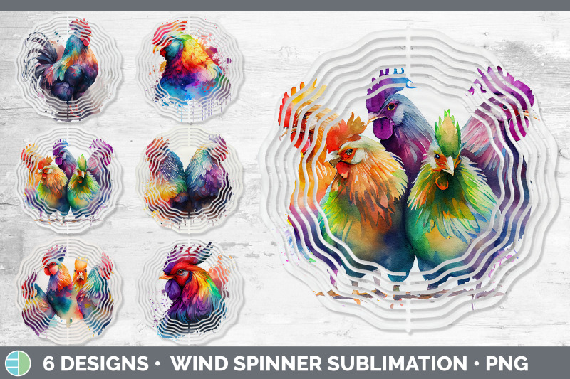 rainbow-chicken-wind-spinner-sublimation-designs-bundle